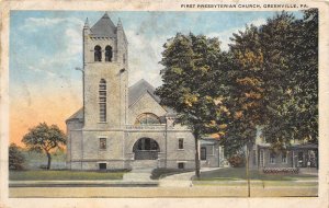 Greenville Pennsylvania 1923 Postcard First Presbyterian Church