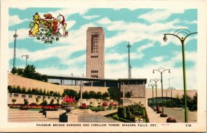 Rainbow Bridge Gardens Carillon Tower Niagara Falls Ontario Canada WB Postcard 