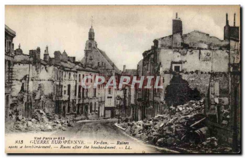 Verdun - Ruins after the bombing - Old Postcard