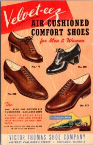 Linen Postcard Advertising Velvet-eez Victor Thomas Shoe Co Chicago, Illinois