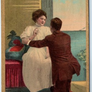 c1910s Lovely Couple Love Propose Taken New Position Pompadour Wife Cute A274