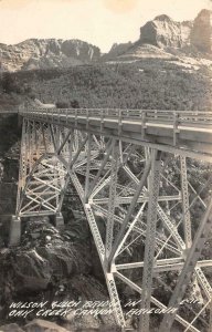 RPPC WILSON OAK BRIDGE IN OAK CREEK CANYON ARIZONA REAL PHOTO POSTCARD 1947