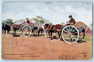 Postcard An Australian Sheep Station Rabbit Poison Cart c1910 Oilette Tuck Art