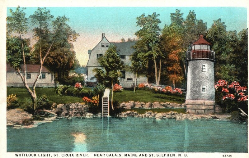 Vintage Postcard 1920's Whitlock Light St. Croix River New Brunswick Canada CAN