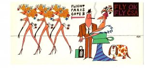 Fly OK  Fly CSA Nude Women, Humour Cartoon 1969 Vintage Postcard  Czech Republic