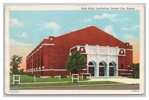 Garden City Kansas High School Auditorium Postcard