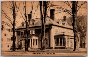 Brattleboro VT-Vermont, Elks Home, Historical Building Brick Front, Postcard