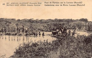 German East Africa Belgian Occ Rwanda Fortune Bridge Luvone River postcard B983