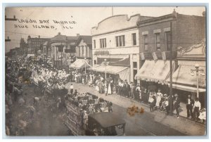 1913 Labor Day Parade Floats Crowd Children Blue Island IL RPPC Photo Postcard