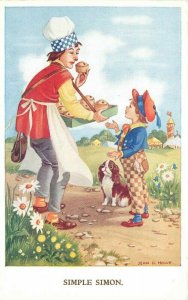 Artist impression 1930s Nursery Rhyme Simple Simon Postcard Valentine Sons 8839