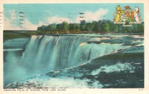 Vintage Postcard 1956 View of American Falls Of Niagara From Luna Island Canada