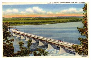 Postcard DAM SCENE Starved Rock State Park Illinois IL AU9920