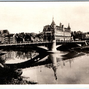 c1930s Mezieres, France Bridge RPPC Pont de la Victoire Real Photo Hotel PC A163
