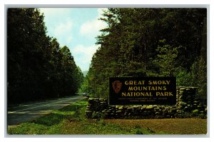 Entrance Great Smoky Mountain National Park Sign Vintage Standard View Postcard 