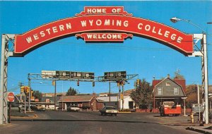 Rock Springs Wyoming 1960s Postcard Western Wyoming College Sign