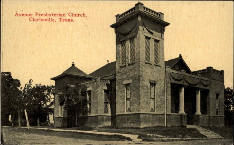 Clarksville TX Avenue Presbyterian Church c1910 Postcard