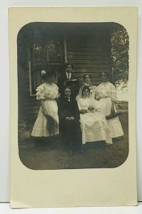 RPPC Early 1900s Outdoor Wedding Family Photo Postcard C6