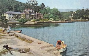 Man in Boat By Harbour Eccles Hotel Glengarriff Co Cork Vintage Postcard 1960s