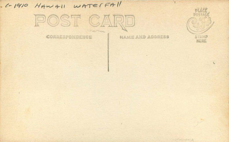 Beautiful Hawaii Waterfall RPPC Photo C-1910 Postcard 21-44