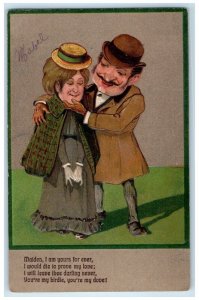 PFB Postcard Couple Romance I Am Yours Forever Embossed c1910's Antique