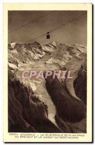 Old Postcard Chamonix Teleferique the Brevent Plan Praz and the Mont Blanc