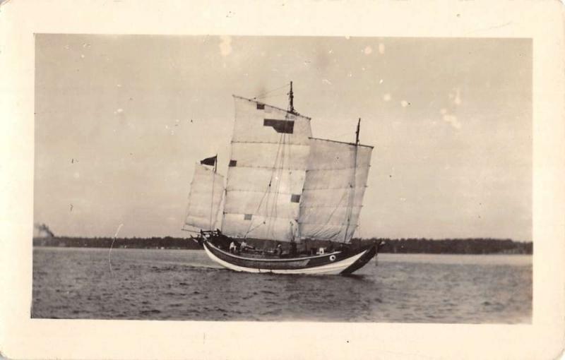 Sail Boat River Ship Real Photo Antique Postcard K30945