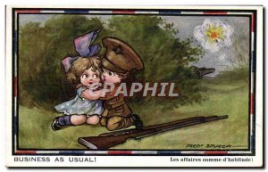 Postcard Old Children Business as usual Fred Spurgin Militaria Militaria