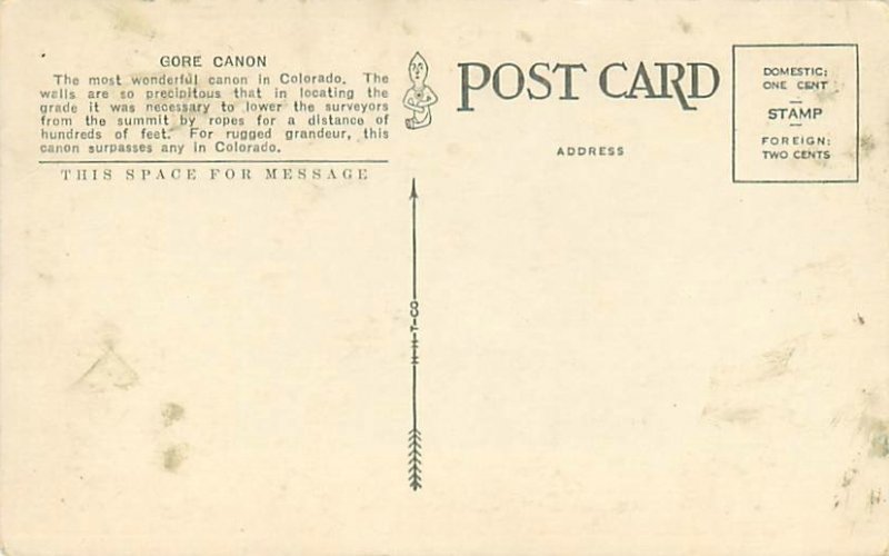 Depths of Gore Canon Grand River Denver & Salt Lake RR Colorado Postcard Unused