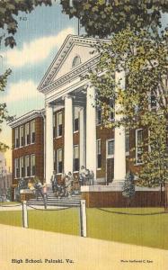 PULASKI, VA Virginia   HIGH SCHOOL~Students on Stairs    c1940's Linen Postcard