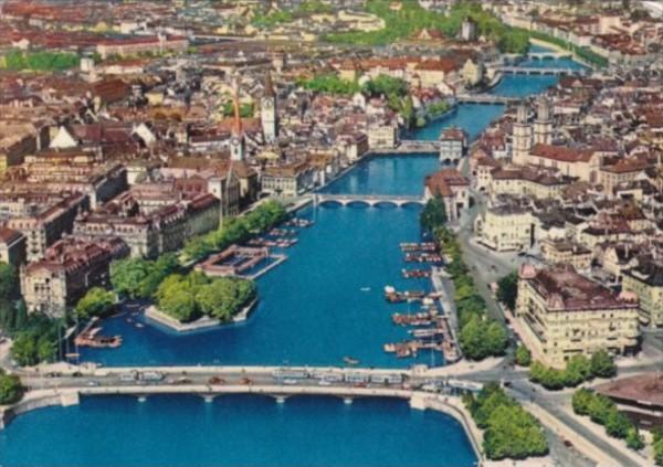 Switzerland Zurich Limmat Aerial View