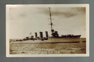 1915 England Real Picture Postcard Cover to Birmingham HMS Aurora Battlecruiser