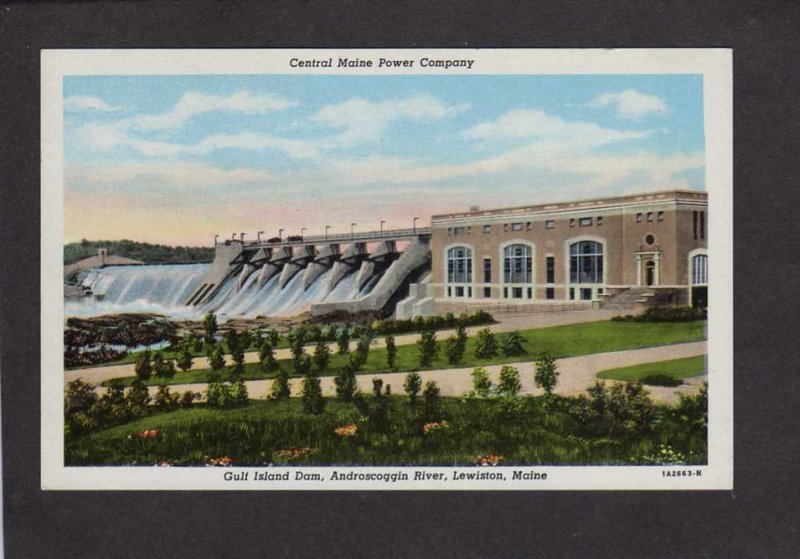 ME Central Maine Power CMP Water Plant Gulf Island Dam Lewiston Maine Postcard