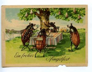 221272 GERMANY Beetles drink beer and play cards old postcard