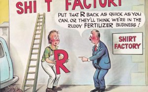 Shirt Factory Swearing Fertilizer Industry Vintage 1970s Comic Postcard