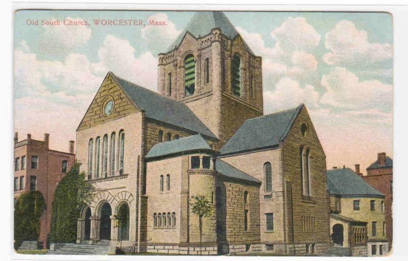 Old South Church Worcester Massachusetts 1910c postcard