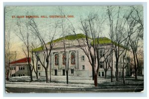 C.1905-10 St. Clair Memorial Hall Greenville, Ohio Vintage Postcard P19