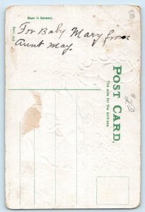 c1910's Easter Greetings Eggs Basket Chick Umbrella Embossed Antique Postcard