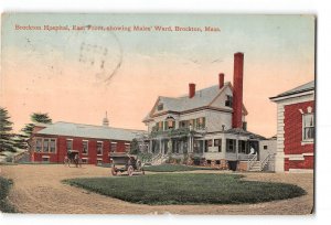 Brockton Massachusetts MA Postcard 1910 Hospital East Front Showing Males Ward