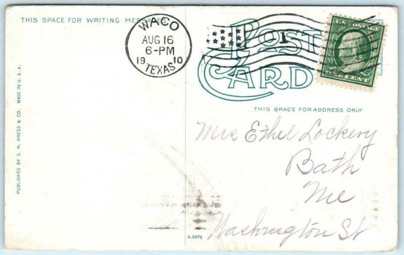 WACO, Texas  TX   COLUMBUS STREET Scene Waco Beautiful  1910 Postcard