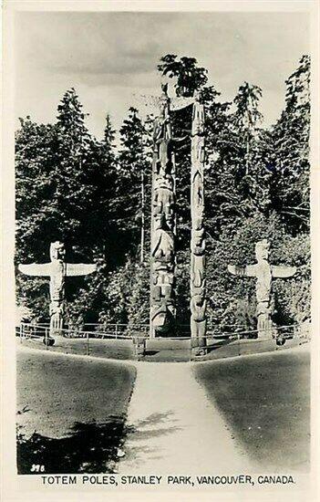 Canada, Vancouver, B.C., RPPC, Gowen & Sutton, Totem Poles Stanley Park