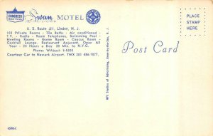 LINDEN, New Jersey NJ   SWAM MOTEL  Kids~Pool  ROADSIDE Union County Postcard