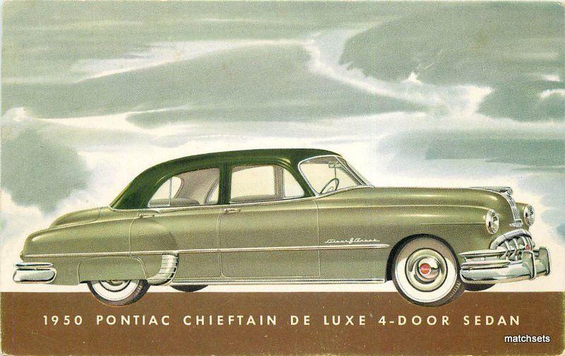 1950 pontiac chieftain deluxe 4 door sedan auto dealership artist impression3770 hippostcard hippostcard