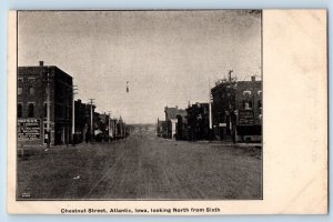 Atlantic Iowa Postcard Chestnut Street Looking North Sixth c1940 Vintage Antique