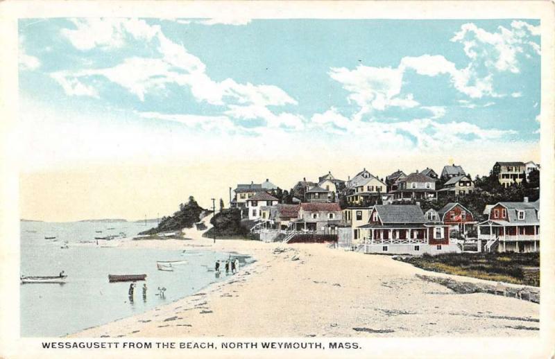 Weymouth Massachusetts Wessagusett From Beach Antique Postcard K28213