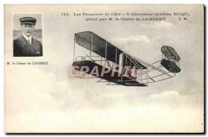 Old Postcard Aviation Wright Airplane Jet Pilot system with M Lambert Count