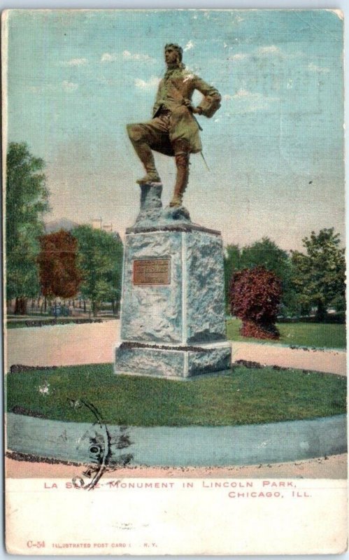 Postcard - La Salle Monument In Lincoln Park - Chicago, Illinois