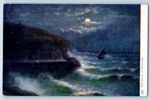 Dorset England Postcard The Coast at Swanage at Moonlight 1907 Oilette Tuck Art