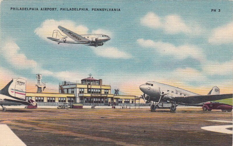 Postcard Airplanes Philadelphia Airport PA