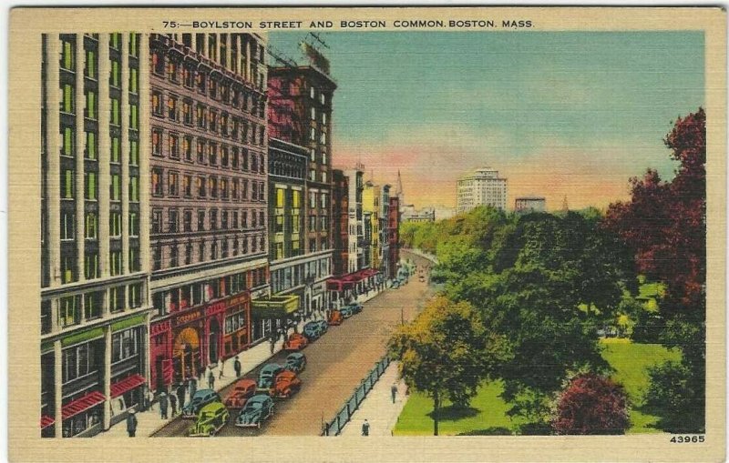 Vintage postcard, Roylston Street And Boston Common, Boston, Mass