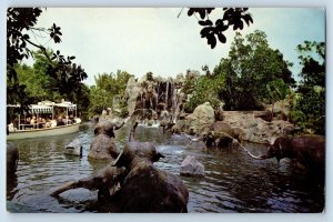 1960 Anaheim California Postcard Disneyland Elephant Bathing Pool Adventureland